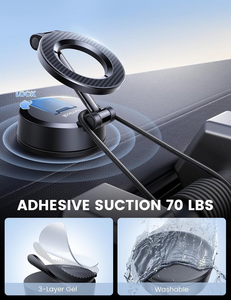Lamicall for Magsafe Car Mount [70LBS Powerful Suction] Magnetic Phone Holder for Car, 360° Rotation Suction Cup Phone Mount Dashboard & Windshield for Truck fit iPhone 17 16 Pro Max Plus 15 14 13 12 - Image 3
